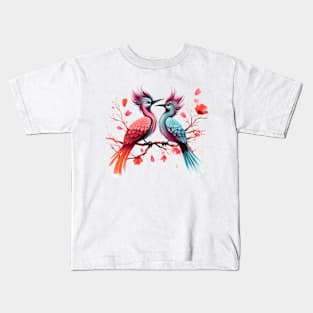 Valentine Kissing Roadrunner Bird Couple Kids T-Shirt